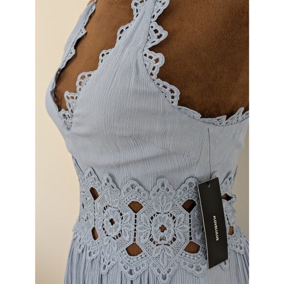 Lulus "This is Love" Slate Blue Lace Maxi Dress - NWT XS - Picture 3 of 10